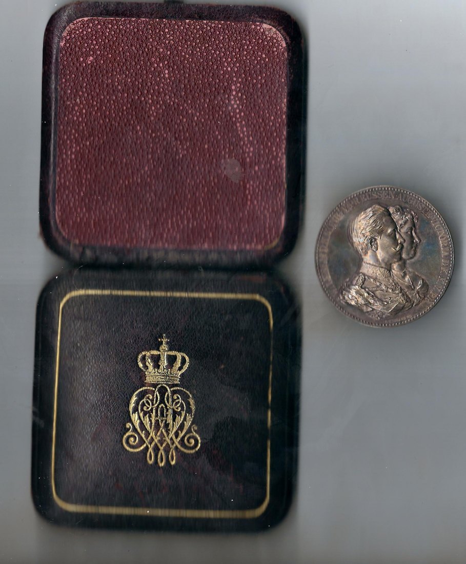  Medaille Preussen Ehejubiläum Wilhelm II + Augusta in -st Goldankauf Koblenz Frank Maurer C799   