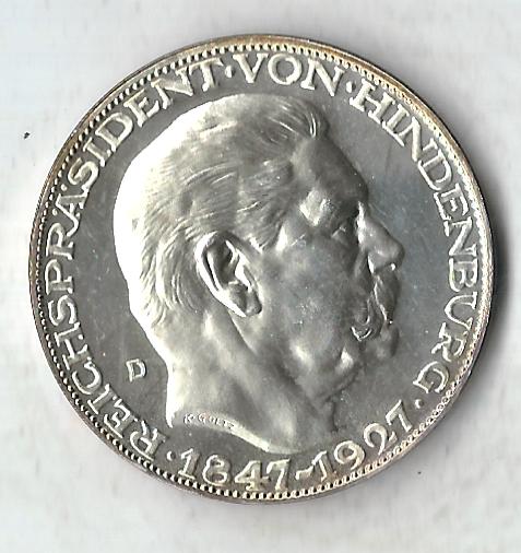  Silber Hindenburg Medaille 1927 in PP  Goldankauf Koblenz Frank Maurer C821   