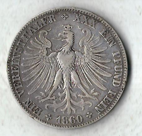  Thaler Frankfurt 1860 Georg . ss-vz AKS 8 Goldankauf Koblenz Frank Maurer C848   