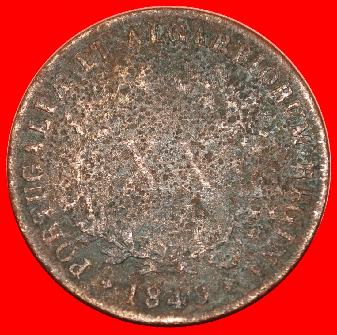  · MARIA II (1834-1853): PORTUGAL ★ 20 REIS 1849! TYPE (1847-1853) LOW START ★ NO RESERVE!   