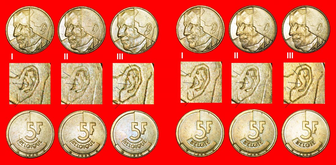  · DISCOVERY COIN SET: BELGIUM ★ 5 FRANCS 1986! ALL 6 KNOWN TYPES! LOW START ★ NO RESERVE!   