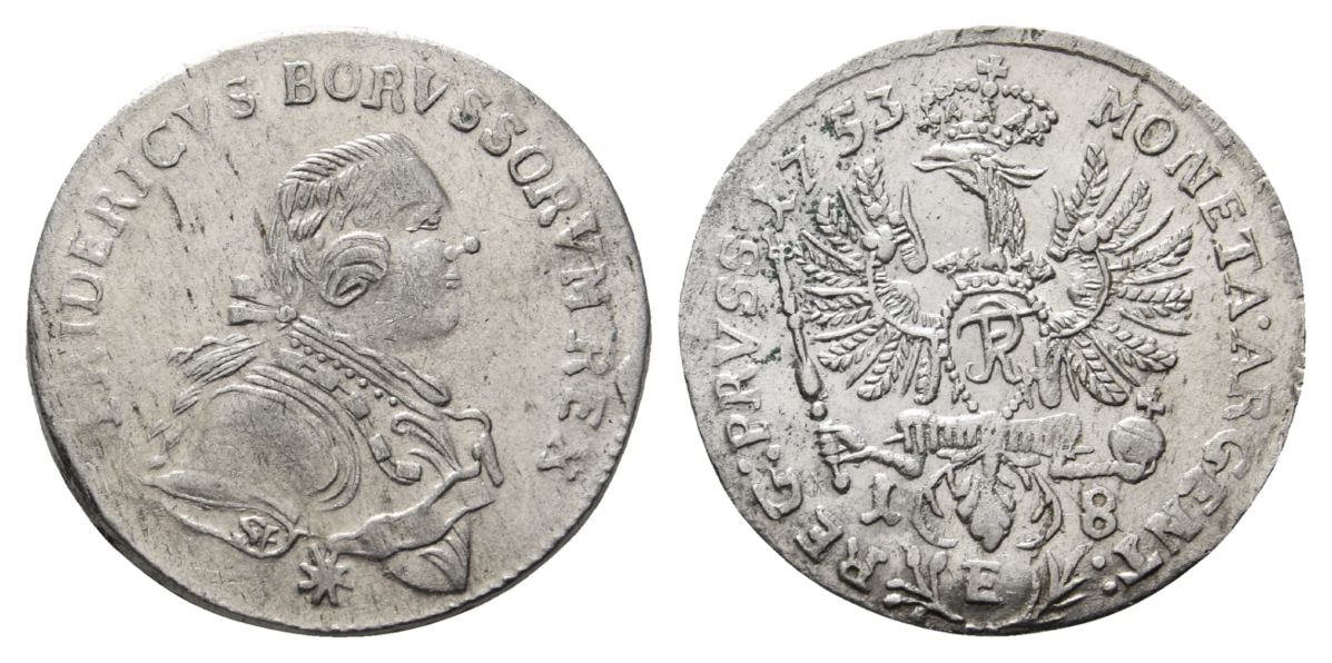  Brandenburg-Preußen, FII, 18 Gröscher 1753 E; Olding 184b   