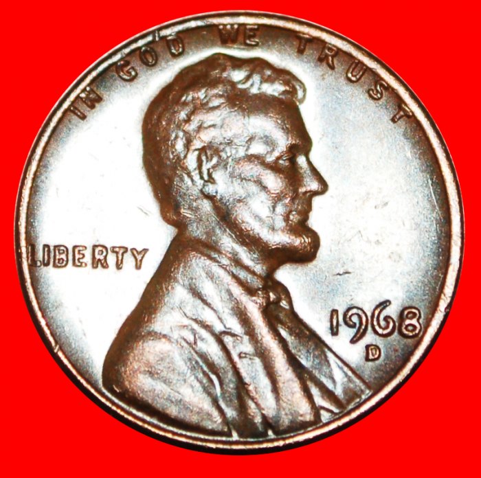  · MEMORIAL (1959-1982): USA ★ 1 CENT 1968D! LINCOLN (1809-1865) LOW START ★ NO RESERVE!   