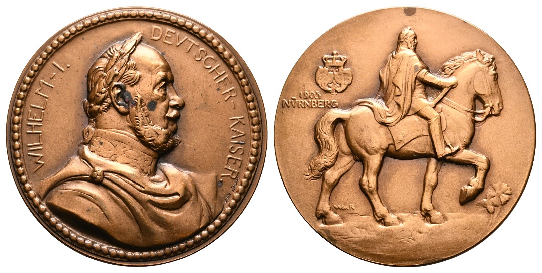  Linnartz Preussen Wilhelm II. Bronzemedaille 1905 (Lauer) fleckig vz-stgl Gewicht: 43,4g   