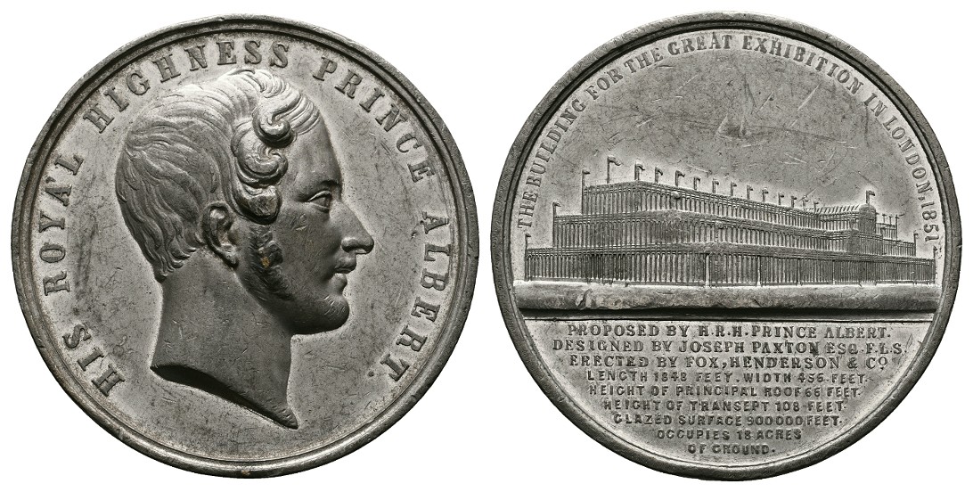  Linnartz Großbritannien Zinnmedaille 1851 a.d. Weltausstellung fvz Gewicht: 49,1g   