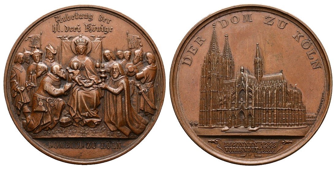  Linnartz Köln Bronzemedaille 1880 (Drentwett) a.d. Domvollendung vz-stgl Gewicht: 57,9g   
