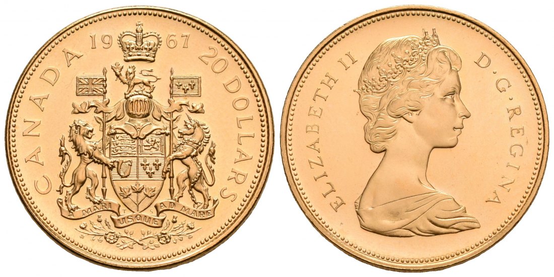 PEUS 4606 Kanada 16,45 g Feingold. Hundertjahrfeier 20 Dollars GOLD 1967 Proof (berührt)