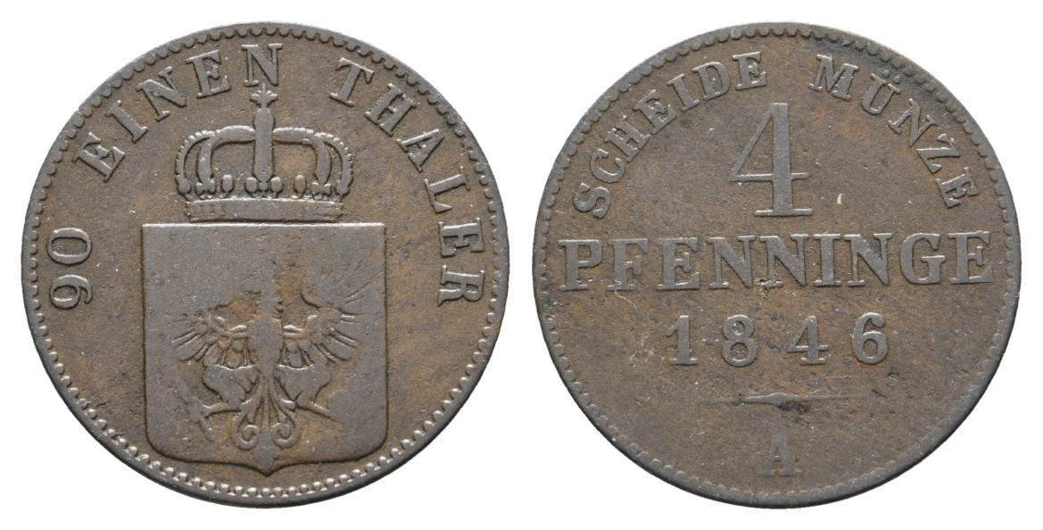  Brandenburg-Preußen, 4 Pfennig 1846 A   