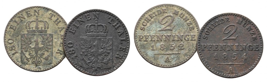  Brandenburg-Preußen, 2 x 2 Pfennige  1852/54 A   