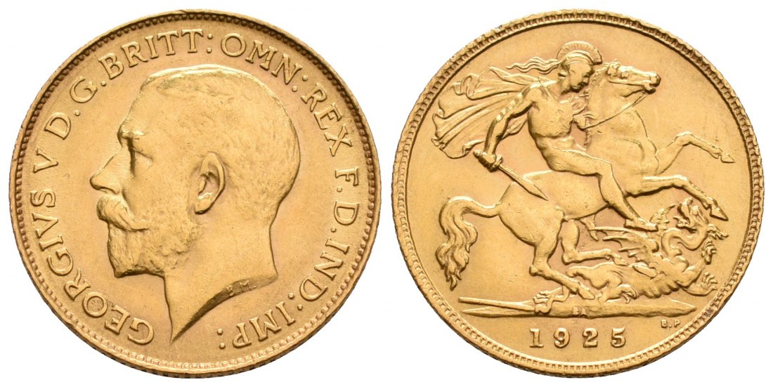 PEUS 4614 Grossbritannien / Südafrika 3,66 g Feingold. Georg V. (1910 - 1936) 1/2 Sovereign GOLD 1925 SA Pretoria Kl. Kratzer, fast Vorzüglich