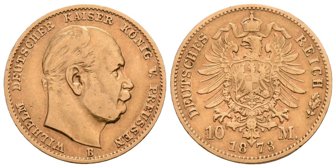 PEUS 4617 Kaiserreich - Preußen 3,58 g Feingold. Wilhelm I. (1861 - 1888) 10 Mark GOLD 1873 B Hannover Sehr schön