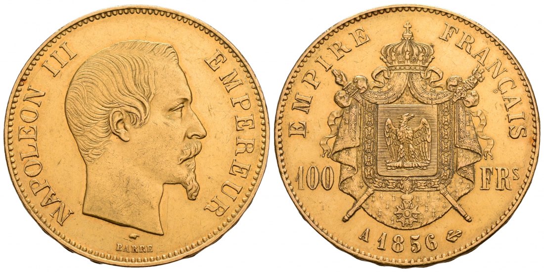 PEUS 4623 Frankreich 29,03 g Feingold. Napoleon III. 100 Francs GOLD 1856 A Kl. Kratzer, Sehr schön
