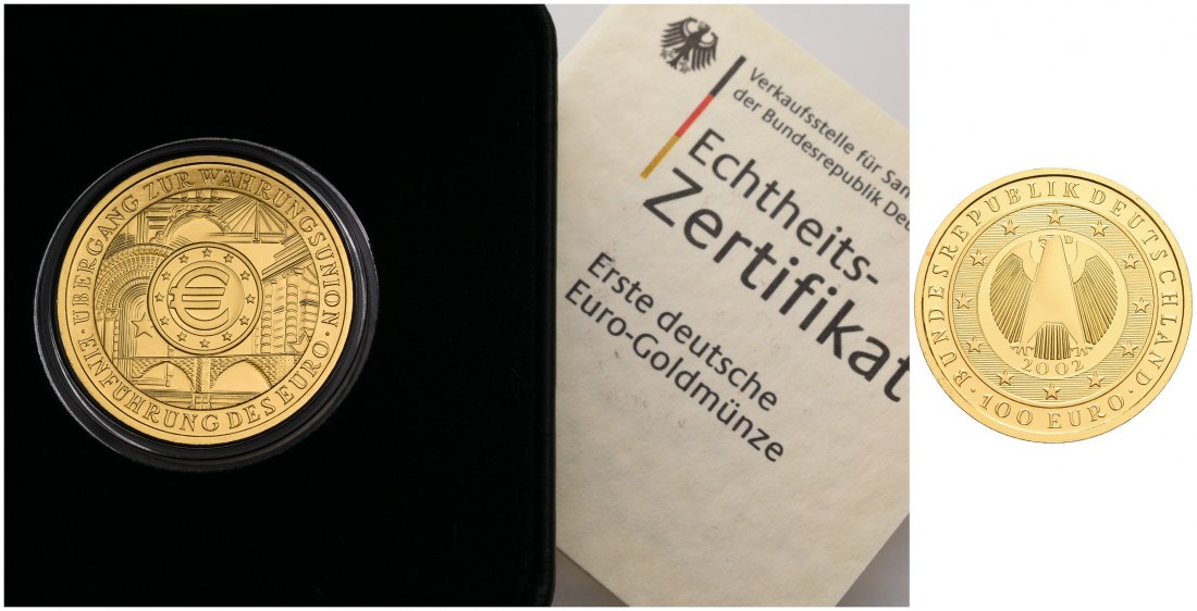 PEUS 4626 BRD 15,55 g Feingold. Währungsunion incl. Etui und Zertifikat 100 Euro GOLD  1/2 Unze 2002 D München Stempelglanz (in Kapsel)