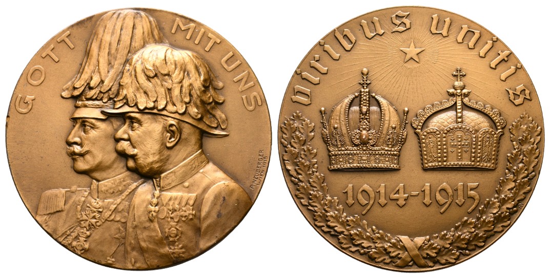  Linnartz Österreich Bronzemedaille 1915 (Neuberger) Zweibund kl.Rdf fstgl Gewicht: 100,3g   