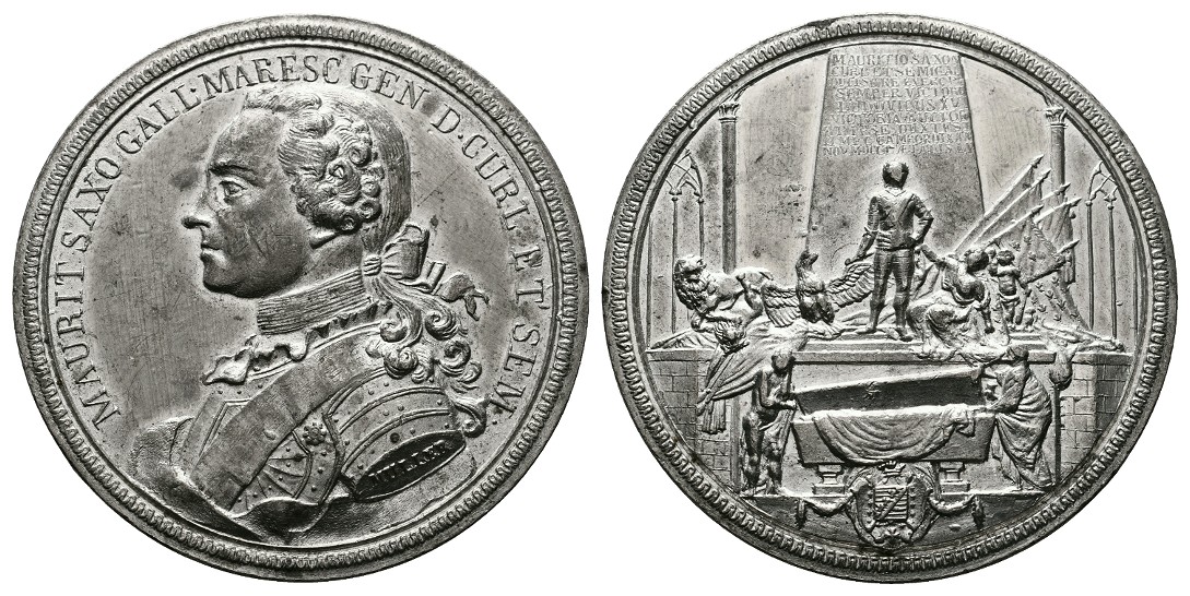  Linnartz Sachsen Zinnmedaille 1750(Müller) a.s. Tod vz+ Gewicht: 39,1g   