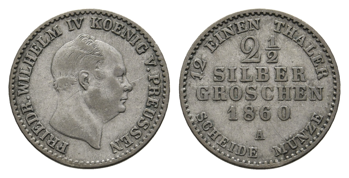  Preussen; 2 1/2 Silbergroschen 1860 A   