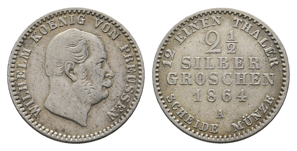  Preussen; 2 1/2 Silbergroschen 1864 A   