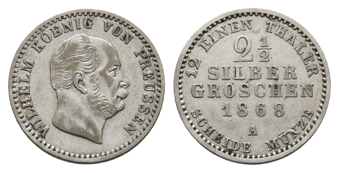  Preussen; 2 1/2 Silbergroschen 1868 A   