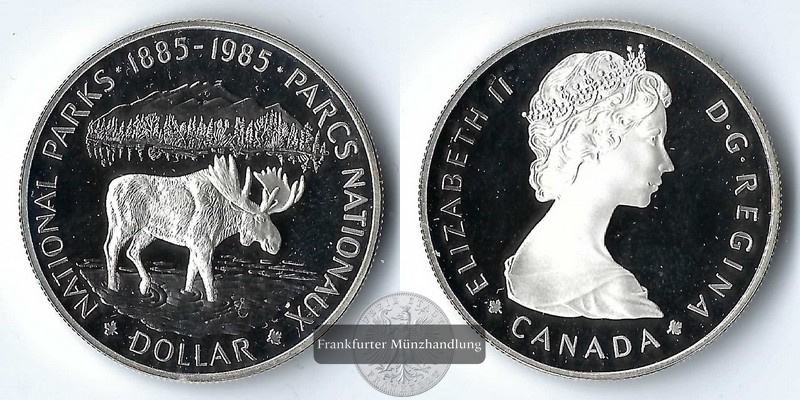  Kanada,  1 Dollar 1985 National Parks   FM-Frankfurt  Feinsilber: 11,66g   