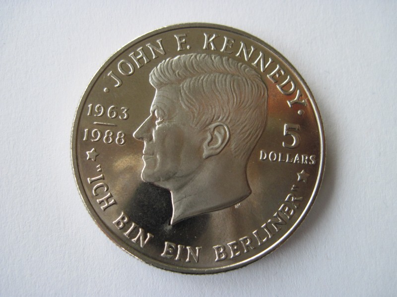  5 Dollar Niue Neuseeland 1988 John F. Kennedy Ich bin ein Berliner   