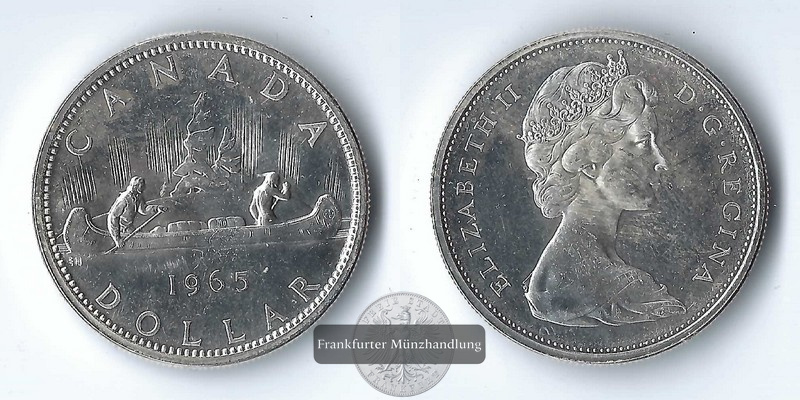  Kanada  1 Dollar  1965 Voyageur   FM-Frankfurt  Feinsilber: 18,66g   
