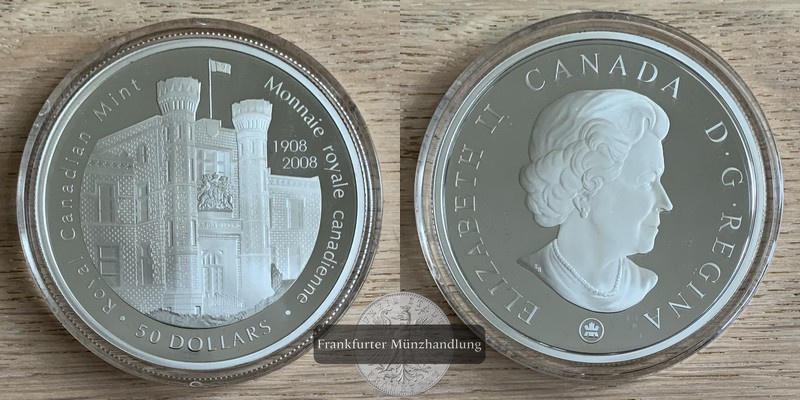  Kanada, 50 Dollar 2008 100th Anniversary of Royal Canadian Mint  FM-Frankfurt  Feinsilber: 155,5g   