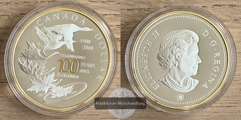  Kanada 1 Dollar  2008 Royal Canadian Mint centennial FM-Frankfurt Feinsilber: 23,29g   