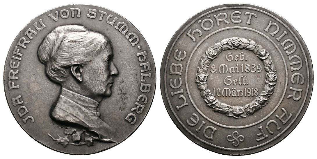  Linnartz Ida Freifrau von Stumm Silbermedaille 1918 (Godet) a.i.Tod vz- Gewicht: 149,8g/990er   