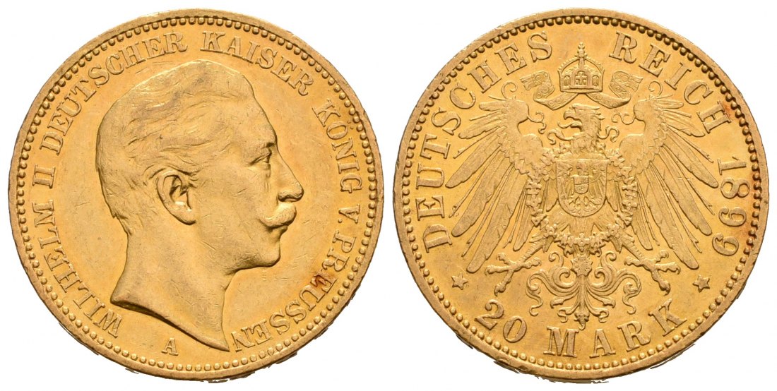 PEUS 4666 Kaiserreich - Preußen 7,16 g Feingold. Wilhelm II.(1888 - 1918) 20 Mark GOLD 1899 A Sehr schön / Sehr schön +