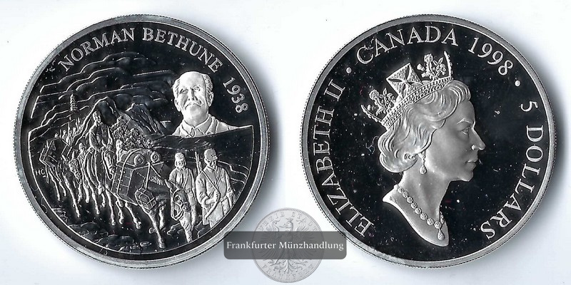  Kanada  5 Dollar  1998  Norman Bethune  FM-Frankfurt   Feinsilber: 31,1g   