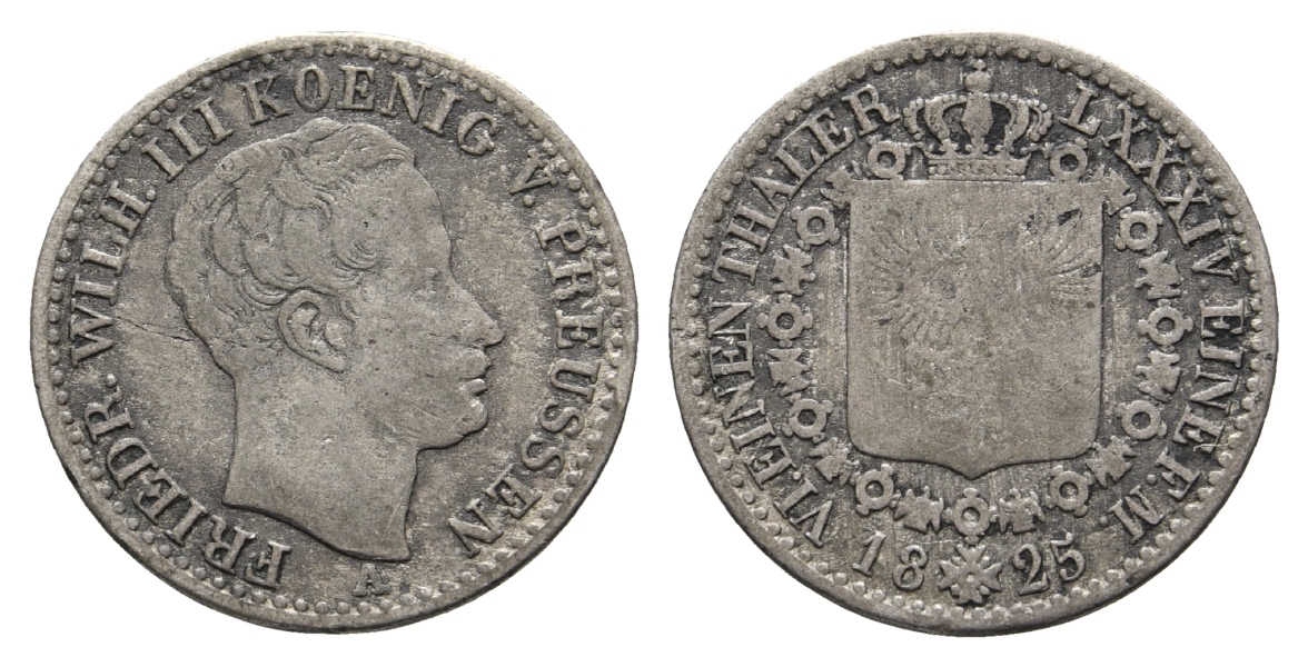  Brandenburg-Preußen, 1/6 Taler 1825 A   