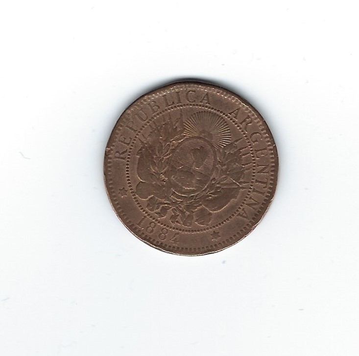  Argentinien 2 Centavos 1884   