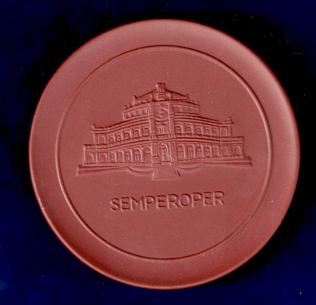  Dresden 1994 Porzellanmedaille Semperoper der Firma Pactec im Unternehmen Rose-Theegarten   