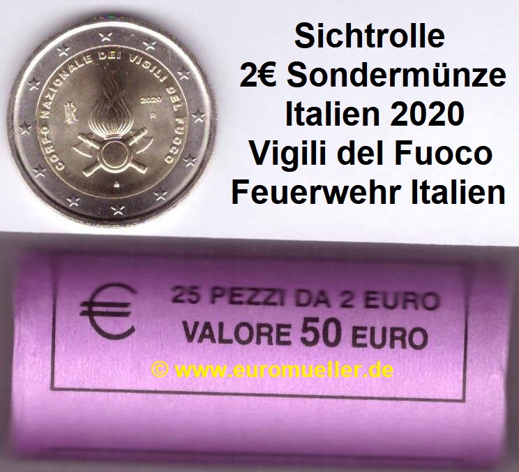 Italien Rolle 2 Euro Gedenkmünze 2020...Feuerwehr   