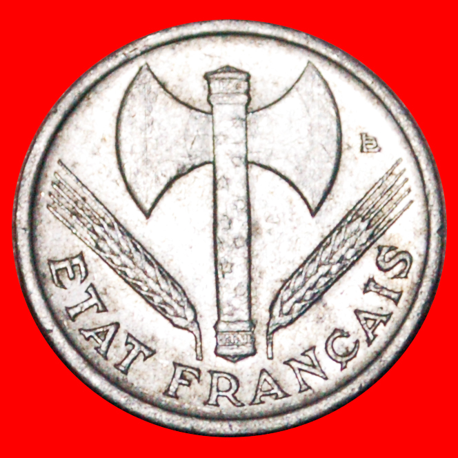  · AXE & GRAIN SPRIGS: FRANCE ★ 50 CENTIMES 1942! VICHY FRENCH STATE! LOW START★NO RESERVE!   