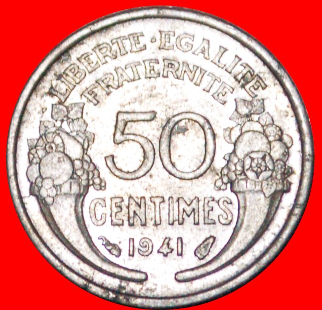  · FÜLLHÖRNER KRIEGSZEIT (1939-1945): FRANKREICH ★ 50 CENTIMES 1941! OHNE VORBEHALT   