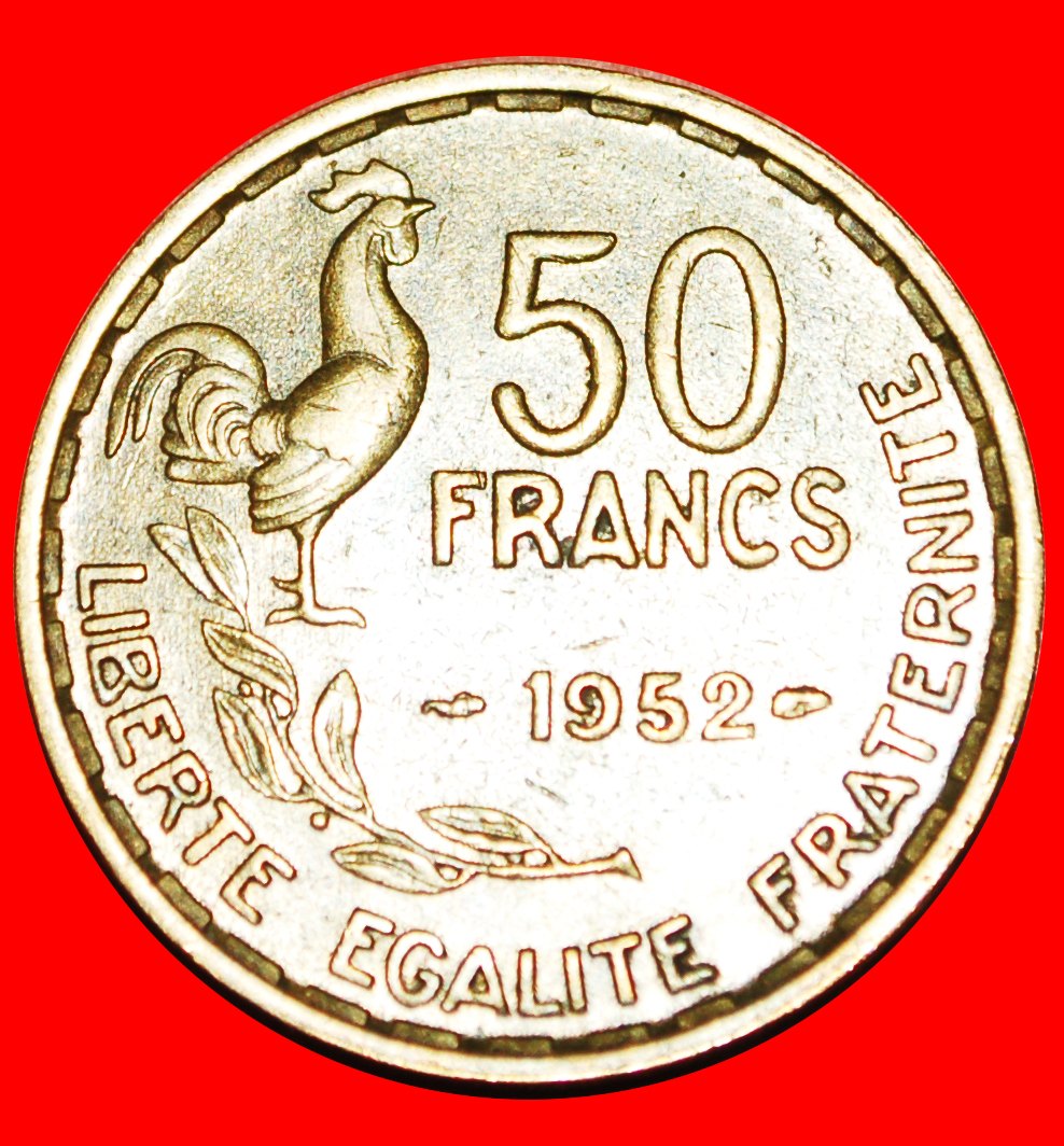  · IV REPUBLIC COCK 1950-1958: FRANCE ★ 50 FRANCS 1952! LOW START★NO RESERVE!   