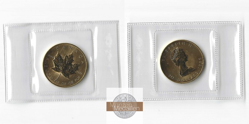 Kanada MM-Frankfurt Feingold: 15,55g 20 Dollar (Maple Leaf) 1986 