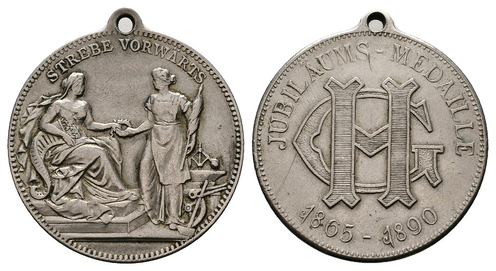  Linnartz Köln Nickelmedaille 1890 25 Jahre Gabriel Hermeling Goldschmied vz Gewicht: 15,5g   