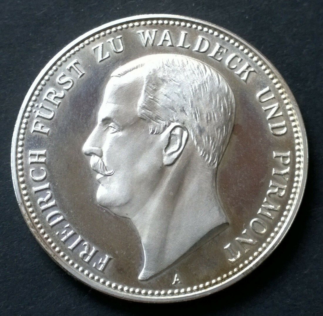 5 MARK Waldeck Pyrmont 1903/1996 NP FEINSILBER 999/1000 PP