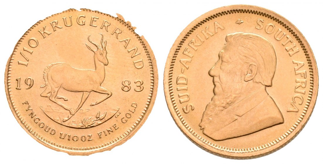 PEUS 4739 Süd-Afrika 3,11 g Feingold 1/10 Krügerrand GOLD 1983 Vorzüglich