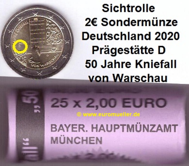 Deutschland Rolle 2 Euro Gedenkmünze 2020...D...Kniefall   