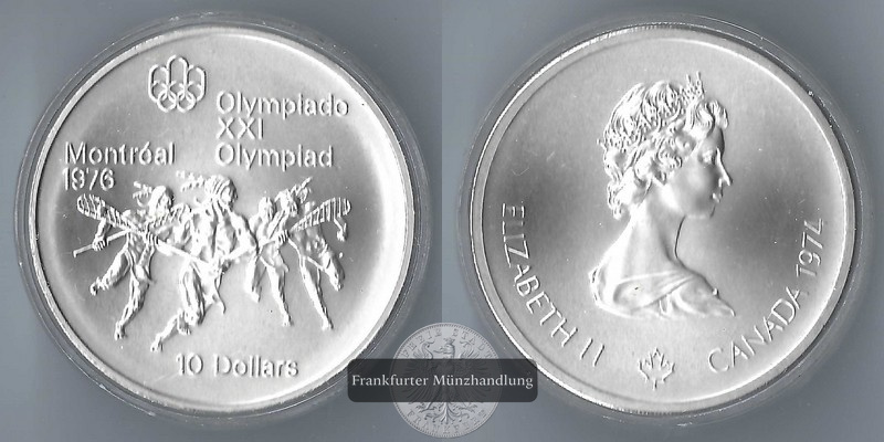  Kanada, 10 Dollar 1974 Montreal Olympics '76  FM-Frankfurt  Feinsilber: 44,96g   