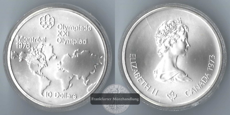  Kanada, 10 Dollar  1973  Montreal Olympics '76 FM-Frankfurt Feinsilber: 41,63g   