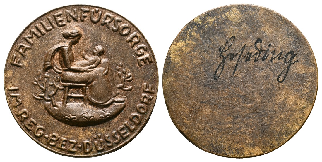  Linnartz Düsseldorf einseite Bronzemedaille o.J.(um 1900) Familienfürsorge R! vz Gewicht: 24,1g   