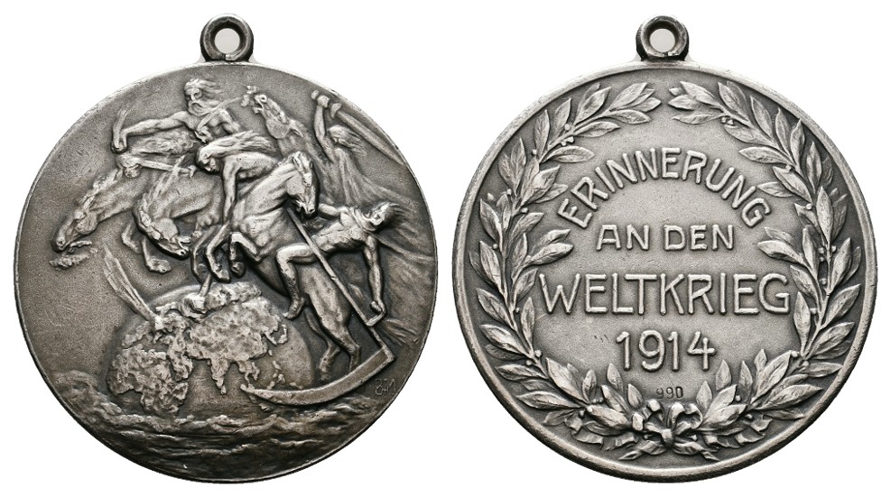  Linnartz 1. Weltkrieg Silbermedaille 1914 (Mayer) Erinnerung a.d. Weltkrieg Gewicht: 12,1g/990er   