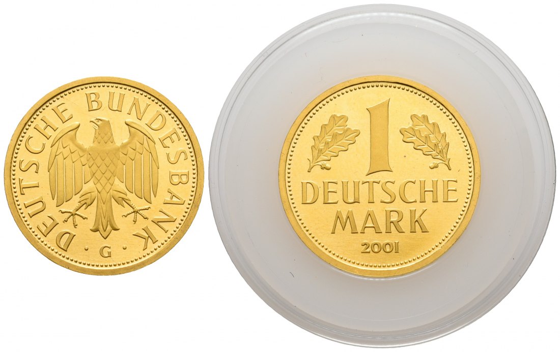 PEUS 4750 BRD 12 g Feingold. 1 Mark GOLD 2001 G Karlsruhe Stempelglanz (Originalkapsel)