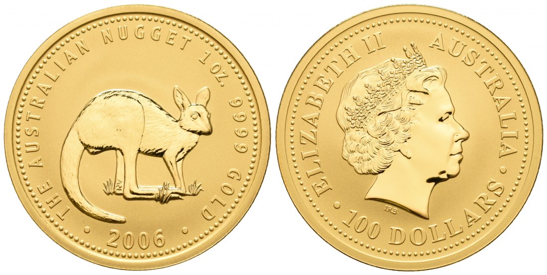 PEUS 4757 Australien 31,1 g Feingold. Känguru 100 Dollars GOLD Unze 2006 Uncirculated (in Kapsel)