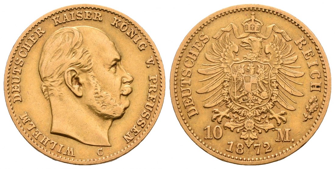 PEUS 4760 Preußen - Kaiserreich 3,58 g Feingold. Wilhelm I. (1861 - 1888) 10 Mark GOLD 1872 C Frankfurt Sehr schön