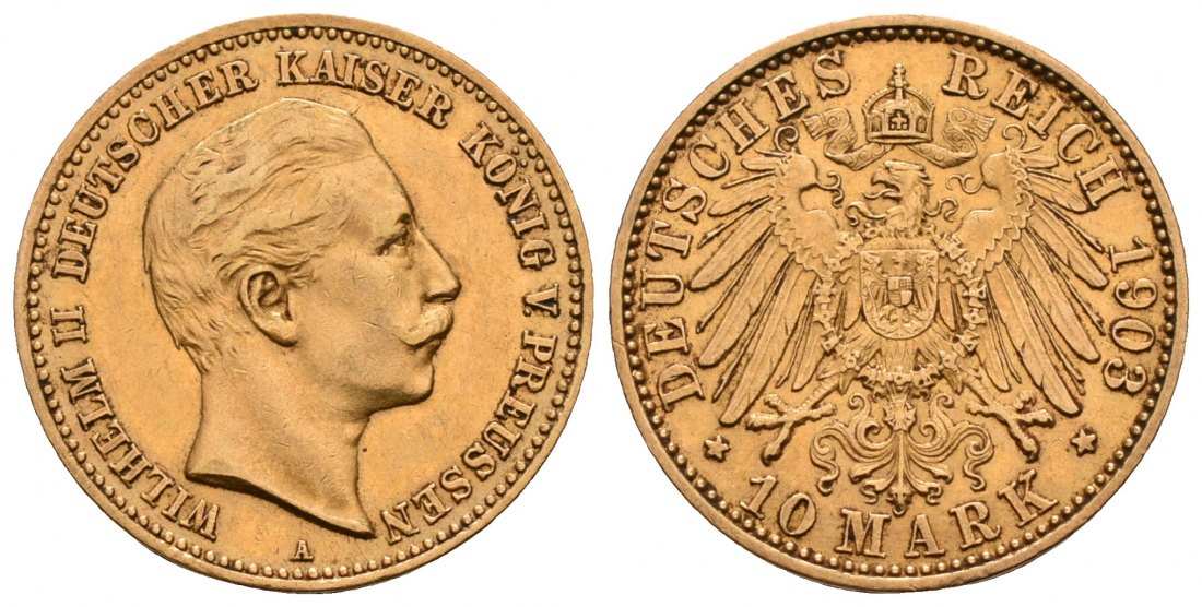 PEUS 4762 Preußen - Kaiserreich 3,58 g Feingold. Wilhelm II.(1888 - 1918) 10 Mark GOLD 1903 A Sehr schön +